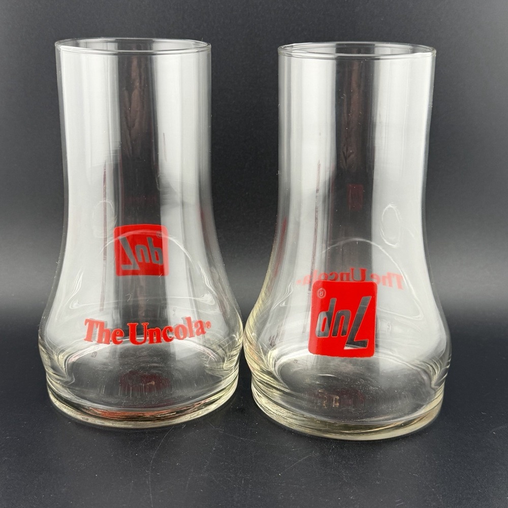 7UP - The Uncola Upside Down Drinking Glasses Set of 4 Vintage Soda Advertising